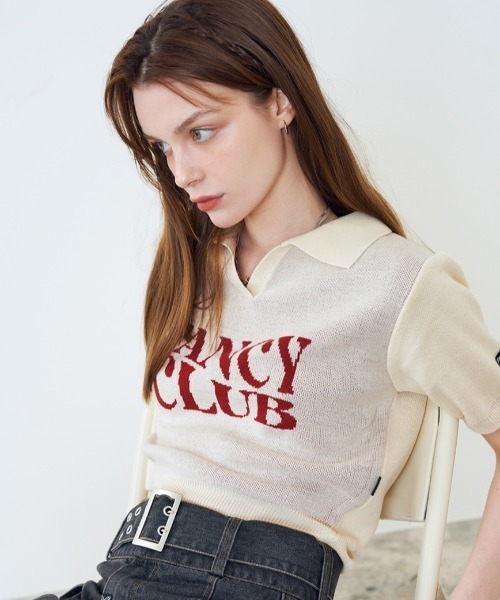 FANCY CLUB(ファンシークラブ)の「A'GEM/9 × .kom『 FANCY CLUB/ファンシークラブ』 FANCY WAVE COLLAR KNIT TEE/ウエーブカラーニット 半袖(Tシャツ/カットソー・レディース・アイボリー/ブラック/ブルー・FREE)」の21枚目の写真