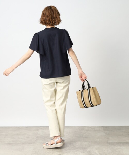 grove（グローブ）の「◆【ひんやり】くるみ釦キーネックフリルブラウス（シャツ/ブラウス・レディース・ブラック系1/ナチュラル/グリーン/ネイビー・02/03/01/05/04）」の15枚目の写真