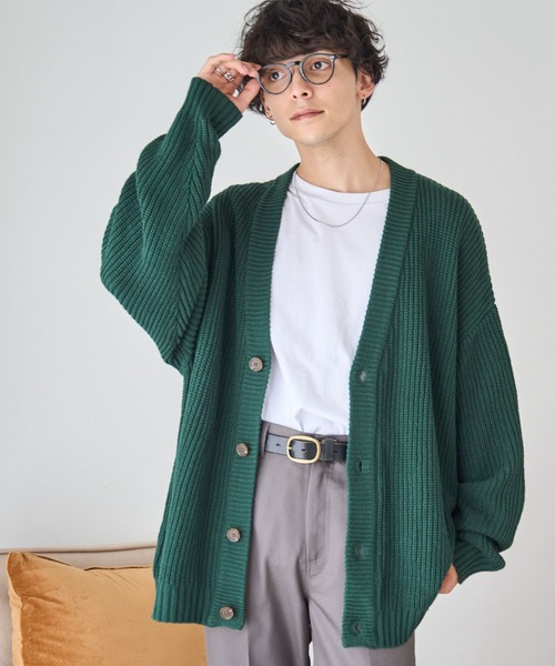 WEGO(ウィゴー)の「WEGO/ルーズフィットカーディガン(カーディガン/ボレロ・メンズ・ホワイト系その他/ブラック系その他/ダークグリーン/ブラック/ライトグレー/ブルー/ブルー系その他・LARGE/MEDIUM)」の6枚目の写真