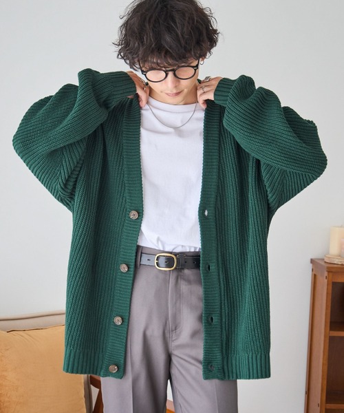 WEGO(ウィゴー)の「WEGO/ルーズフィットカーディガン(カーディガン/ボレロ・メンズ・ホワイト系その他/ブラック系その他/ダークグリーン/ブラック/ライトグレー/ブルー/ブルー系その他・LARGE/MEDIUM)」の21枚目の写真