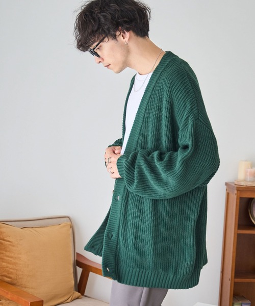 WEGO(ウィゴー)の「WEGO/ルーズフィットカーディガン(カーディガン/ボレロ・メンズ・ホワイト系その他/ブラック系その他/ダークグリーン/ブラック/ライトグレー/ブルー/ブルー系その他・LARGE/MEDIUM)」の20枚目の写真