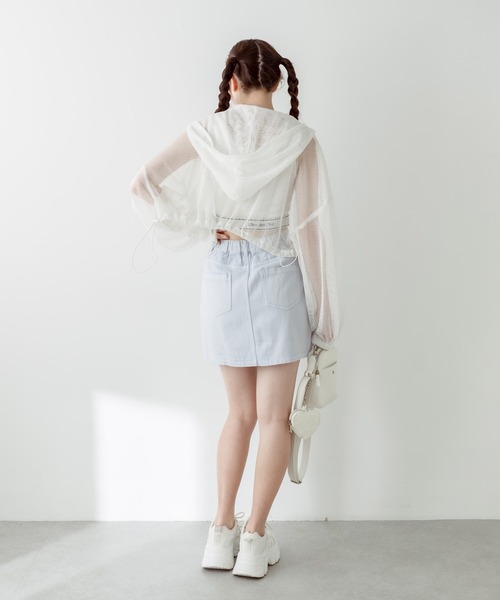 OLIVE des OLIVE(オリーブデオリーブ)の「クロップドメッシュパーカー 1031070110(パーカー・レディース・オフホワイト/ブラック・FREE)」の5枚目の写真
