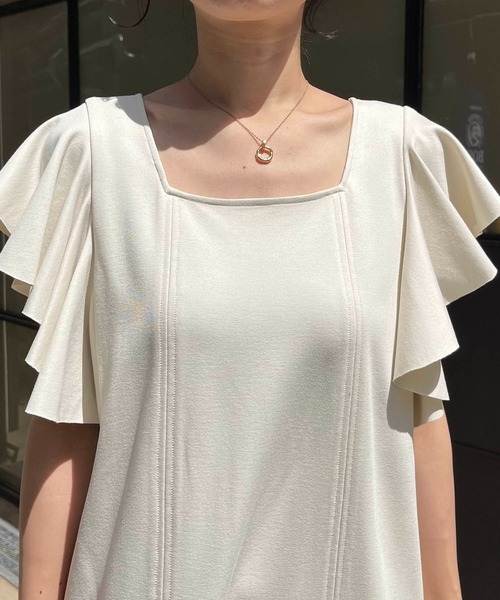 CAPRICIEUX LE'MAGE　ラッフルワンピース　ホワイト　半袖 CAPRICIEUX LE'MAGE（カプリシューレマージュ）の「【サイズ展開