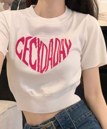ハート型ロゴジャガード半袖サマーニット