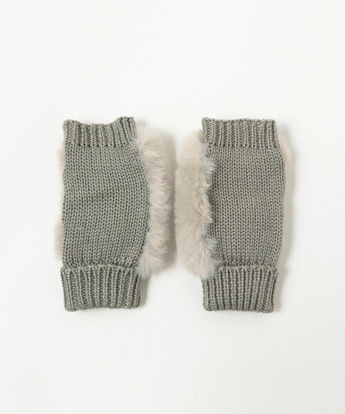Ray BEAMS(レイビームス)の「Ray BEAMS / フェイクファー レッキス ハンドウォーマー(手袋・レディース・グリーン/ライトグレー・ONE SIZE)」の12枚目の写真