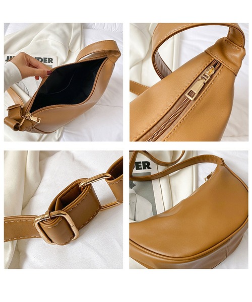 florist（フローリスト）の「【2WAY】【軽量/ユニセックス】ハーフムーンレザーショルダーバッグ/ハンドバッグ（ショルダーバッグ・レディース・ブラウン/ライトグリーン/ブラック/グレイッシュベージュ/オフホワイト・FREE）」の17枚目の写真