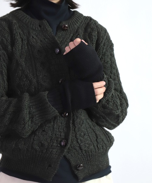 HIGHLAND 2000（ハイランドトゥーサウザンド）の「[ HIGHLAND2000 ] KNIT MITTEN / ミラノウール ミトングローブ（手袋・レディース・レッド/ブラック/アイボリー・FREE）」の4枚目の写真