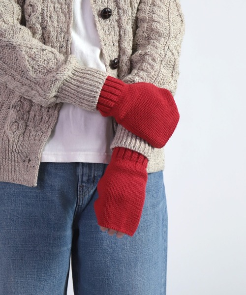 HIGHLAND 2000（ハイランドトゥーサウザンド）の「[ HIGHLAND2000 ] KNIT MITTEN / ミラノウール ミトングローブ（手袋・レディース・レッド/ブラック/アイボリー・FREE）」の8枚目の写真