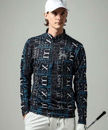 LUXEAKMPLUS×roar(リュクスエイケイエムプラス)ゴルフ 総柄ロゴハーフジップモックネックTシャツ