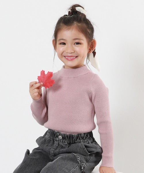 devirock（デビロック）の「洗える チクチクしない素肌ニット リブハイネック プルオーバー（ニット/セーター・キッズ・ダークブルー/オフホワイト/レッド系1/ブラック/グレー系/ダークグリーン/グレー系その他/ホワイト系その他/チャコール/ピンク系3・120cm/110cm/140cm/150cm/100cm/160cm/130cm）」の9枚目の写真