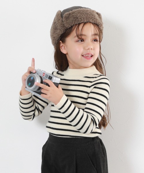 devirock（デビロック）の「洗える チクチクしない素肌ニット リブハイネック プルオーバー（ニット/セーター・キッズ・ダークブルー/オフホワイト/レッド系1/ブラック/グレー系/ダークグリーン/グレー系その他/ホワイト系その他/チャコール/ピンク系3・120cm/110cm/140cm/150cm/100cm/160cm/130cm）」の3枚目の写真