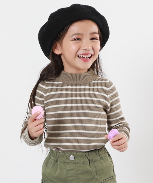 devirock（デビロック）の「洗える チクチクしない素肌ニット リブハイネック プルオーバー（ニット/セーター・キッズ・ダークブルー/オフホワイト/レッド系1/ブラック/グレー系/ダークグリーン/グレー系その他/ホワイト系その他/チャコール/ピンク系3・120cm/110cm/140cm/150cm/100cm/160cm/130cm）」の4枚目の写真