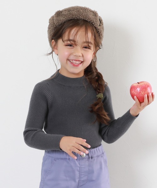 devirock（デビロック）の「洗える チクチクしない素肌ニット リブハイネック プルオーバー（ニット/セーター・キッズ・ダークブルー/オフホワイト/レッド系1/ブラック/グレー系/ダークグリーン/グレー系その他/ホワイト系その他/チャコール/ピンク系3・120cm/110cm/140cm/150cm/100cm/160cm/130cm）」の5枚目の写真