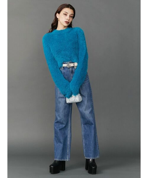 EVRIS（エヴリス）の「フェザーヤーンコンパクトニット（ニット/セーター・レディース・マスタード/ホワイト/ブルー/ブラック・FREE）」の6枚目の写真