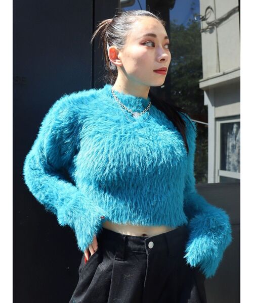 EVRIS（エヴリス）の「フェザーヤーンコンパクトニット（ニット/セーター・レディース・マスタード/ホワイト/ブルー/ブラック・FREE）」の9枚目の写真