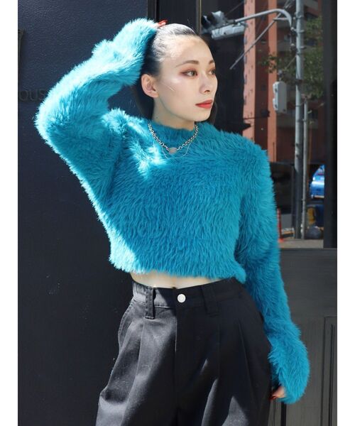 EVRIS（エヴリス）の「フェザーヤーンコンパクトニット（ニット/セーター・レディース・マスタード/ホワイト/ブルー/ブラック・FREE）」の10枚目の写真