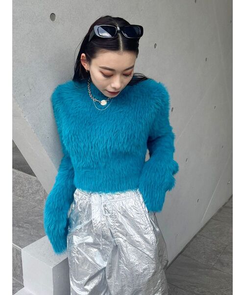 EVRIS（エヴリス）の「フェザーヤーンコンパクトニット（ニット/セーター・レディース・マスタード/ホワイト/ブルー/ブラック・FREE）」の12枚目の写真