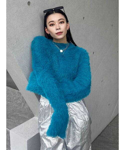 EVRIS（エヴリス）の「フェザーヤーンコンパクトニット（ニット/セーター・レディース・マスタード/ホワイト/ブルー/ブラック・FREE）」の14枚目の写真