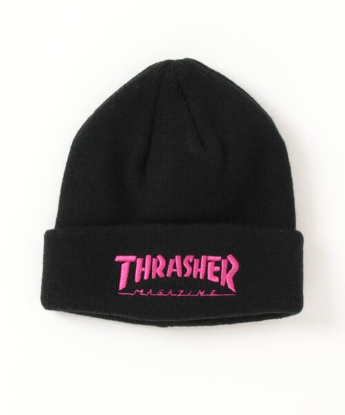 THRASHER(スラッシャー)の「THRASHER/スラッシャー キッズ MAG LOGO 平編みビーニー(ニットキャップ/ビーニー・キッズ・ブラック系その他2/ブラック系その他/ブラック系その他3・54㎝)」の1枚目の写真