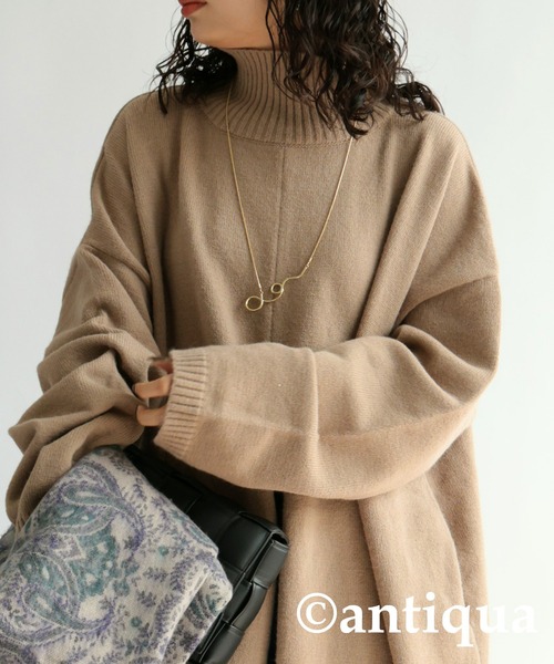 antiqua（アンティカ）の「センタースリットニットワンピース（ワンピース・レディース・ベージュ/杢グレー/レッド/ブラック/ブルー/グリーン・FREE）」の19枚目の写真