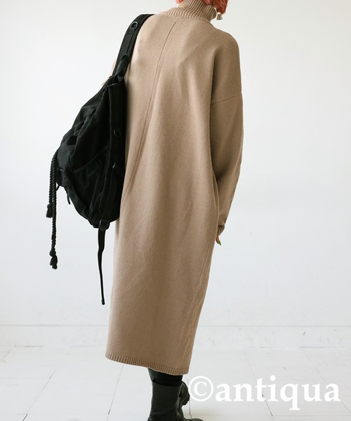 antiqua（アンティカ）の「センタースリットニットワンピース（ワンピース・レディース・ベージュ/杢グレー/レッド/ブラック/ブルー/グリーン・FREE）」の22枚目の写真