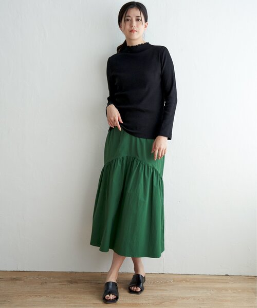 ikka(イッカ)の「【親子コーデ】三角テレコ長袖Tシャツ(Tシャツ/カットソー・レディース・ライトグレー/オフホワイト/グリーン/ブルー系/ブラック/オレンジ・L/M/S)」の13枚目の写真