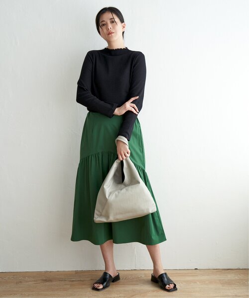 ikka(イッカ)の「【親子コーデ】三角テレコ長袖Tシャツ(Tシャツ/カットソー・レディース・ライトグレー/オフホワイト/グリーン/ブルー系/ブラック/オレンジ・L/M/S)」の14枚目の写真