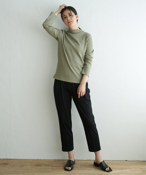 ikka(イッカ)の「【親子コーデ】三角テレコ長袖Tシャツ(Tシャツ/カットソー・レディース・ライトグレー/オフホワイト/グリーン/ブルー系/ブラック/オレンジ・L/M/S)」の18枚目の写真