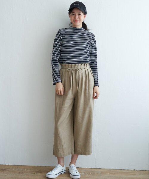 ikka(イッカ)の「【親子コーデ】三角テレコ長袖Tシャツ(Tシャツ/カットソー・レディース・ライトグレー/オフホワイト/グリーン/ブルー系/ブラック/オレンジ・L/M/S)」の20枚目の写真