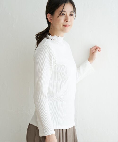 ikka(イッカ)の「【親子コーデ】三角テレコ長袖Tシャツ(Tシャツ/カットソー・レディース・ライトグレー/オフホワイト/グリーン/ブルー系/ブラック/オレンジ・L/M/S)」の21枚目の写真