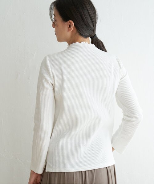 ikka(イッカ)の「【親子コーデ】三角テレコ長袖Tシャツ(Tシャツ/カットソー・レディース・ライトグレー/オフホワイト/グリーン/ブルー系/ブラック/オレンジ・L/M/S)」の22枚目の写真