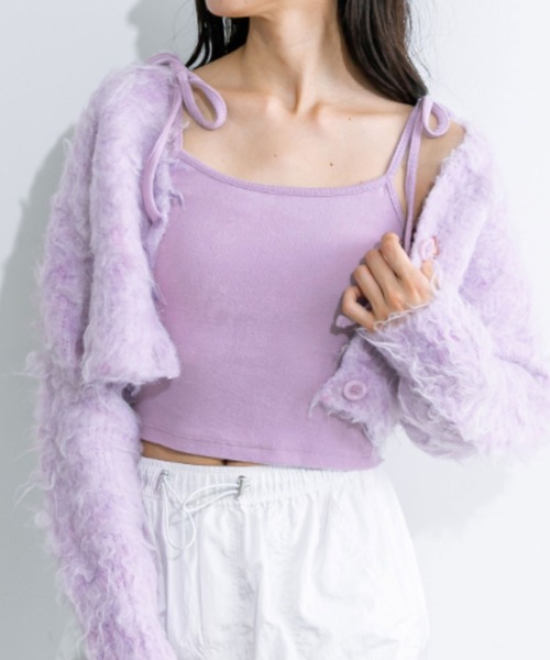 OLIVE des OLIVE(オリーブデオリーブ)の「リボンキャミソール 1032060170(キャミソール・レディース・ブラック/オフホワイト/ピンク/ラベンダー/ライトベージュ/チャコールグレー/サックスブルー/トップグレー・FREE)」の8枚目の写真