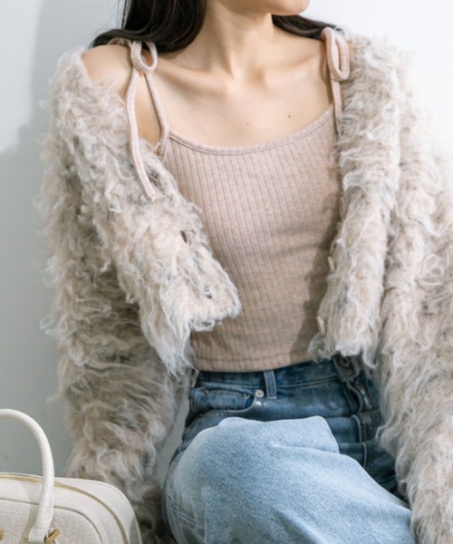 OLIVE des OLIVE(オリーブデオリーブ)の「リボンキャミソール 1032060170(キャミソール・レディース・ブラック/オフホワイト/ピンク/ラベンダー/ライトベージュ/チャコールグレー/サックスブルー/トップグレー・FREE)」の6枚目の写真