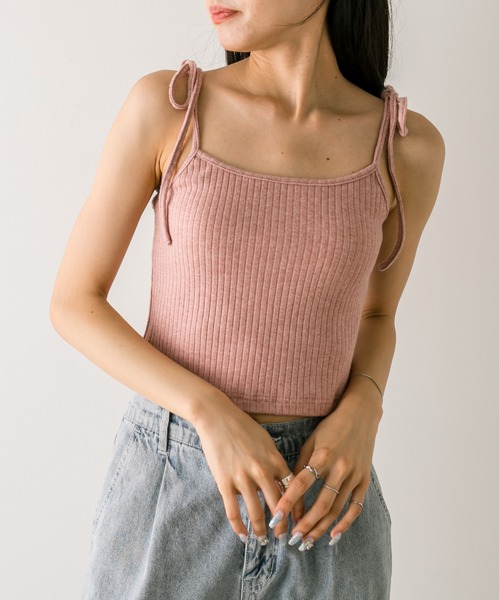 OLIVE des OLIVE(オリーブデオリーブ)の「リボンキャミソール 1032060170(キャミソール・レディース・ブラック/オフホワイト/ピンク/ラベンダー/ライトベージュ/チャコールグレー/サックスブルー/トップグレー・FREE)」の9枚目の写真