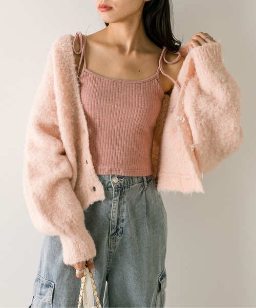 OLIVE des OLIVE(オリーブデオリーブ)の「リボンキャミソール 1032060170(キャミソール・レディース・ブラック/オフホワイト/ピンク/ラベンダー/ライトベージュ/チャコールグレー/サックスブルー/トップグレー・FREE)」の14枚目の写真