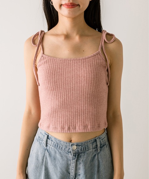 OLIVE des OLIVE(オリーブデオリーブ)の「リボンキャミソール 1032060170(キャミソール・レディース・ブラック/オフホワイト/ピンク/ラベンダー/ライトベージュ/チャコールグレー/サックスブルー/トップグレー・FREE)」の16枚目の写真