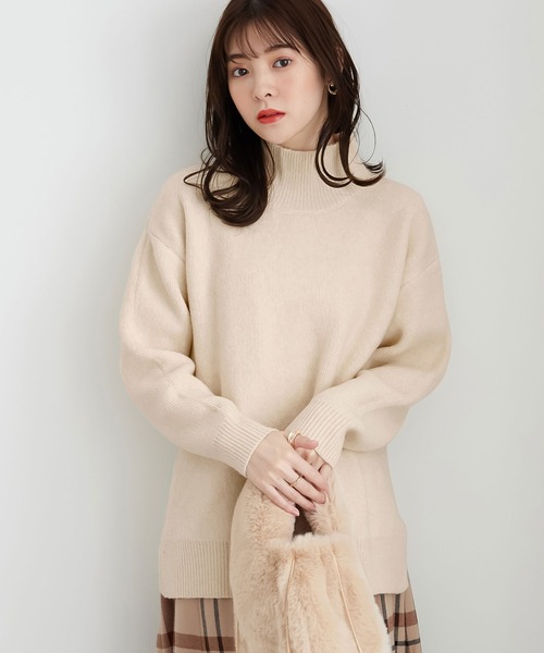 CHAN ME(チャンミ)の「ミックスヤーンハイネックニット(ニット/セーター・レディース・ブルー/チャコール/ミント/ライトベージュ/コーラル/アイボリー・X-LARGE/MEDIUM/LARGE)」の20枚目の写真