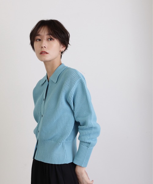 N.（N. Natural Beauty Basic）（エヌエヌナチュラルビューティーベーシック）の「◆フロントボタン衿付ニット（ニット/セーター・レディース・オフホワイト/ブルー/ベージュ系その他・MEDIUM）」の11枚目の写真