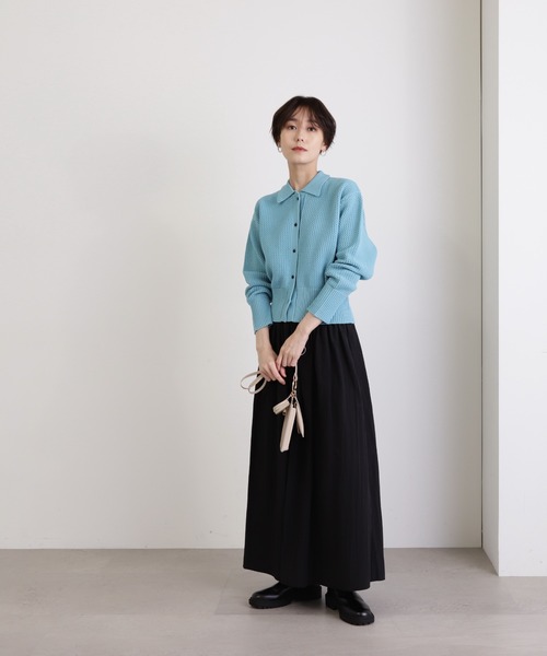 N.（N. Natural Beauty Basic）（エヌエヌナチュラルビューティーベーシック）の「◆フロントボタン衿付ニット（ニット/セーター・レディース・オフホワイト/ブルー/ベージュ系その他・MEDIUM）」の12枚目の写真