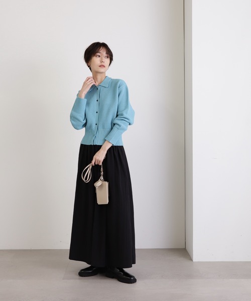 N.（N. Natural Beauty Basic）（エヌエヌナチュラルビューティーベーシック）の「◆フロントボタン衿付ニット（ニット/セーター・レディース・オフホワイト/ブルー/ベージュ系その他・MEDIUM）」の13枚目の写真