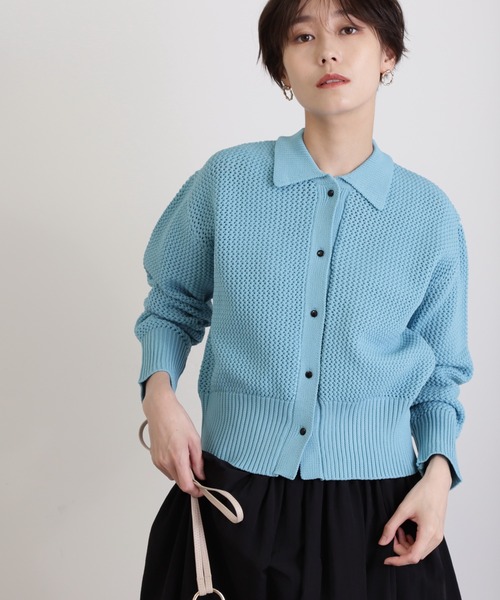 N.（N. Natural Beauty Basic）（エヌエヌナチュラルビューティーベーシック）の「◆フロントボタン衿付ニット（ニット/セーター・レディース・オフホワイト/ブルー/ベージュ系その他・MEDIUM）」の16枚目の写真