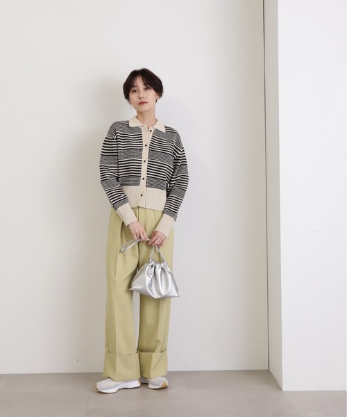 N.（N. Natural Beauty Basic）（エヌエヌナチュラルビューティーベーシック）の「◆フロントボタン衿付ニット（ニット/セーター・レディース・オフホワイト/ブルー/ベージュ系その他・MEDIUM）」の18枚目の写真