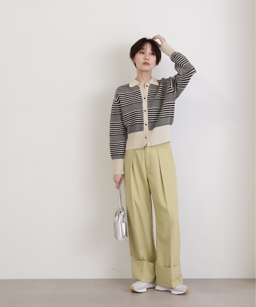 N.（N. Natural Beauty Basic）（エヌエヌナチュラルビューティーベーシック）の「◆フロントボタン衿付ニット（ニット/セーター・レディース・オフホワイト/ブルー/ベージュ系その他・MEDIUM）」の19枚目の写真