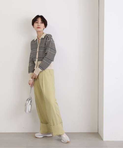 N.（N. Natural Beauty Basic）（エヌエヌナチュラルビューティーベーシック）の「◆フロントボタン衿付ニット（ニット/セーター・レディース・オフホワイト/ブルー/ベージュ系その他・MEDIUM）」の20枚目の写真