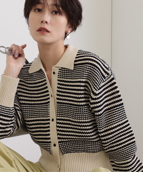 N.（N. Natural Beauty Basic）（エヌエヌナチュラルビューティーベーシック）の「◆フロントボタン衿付ニット（ニット/セーター・レディース・オフホワイト/ブルー/ベージュ系その他・MEDIUM）」の17枚目の写真