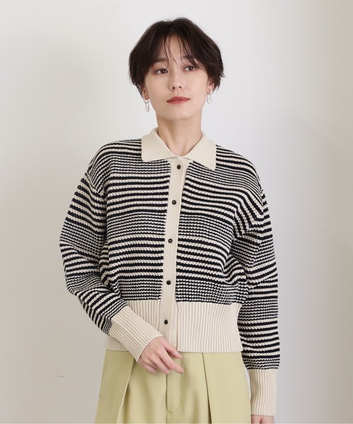 N.（N. Natural Beauty Basic）（エヌエヌナチュラルビューティーベーシック）の「◆フロントボタン衿付ニット（ニット/セーター・レディース・オフホワイト/ブルー/ベージュ系その他・MEDIUM）」の22枚目の写真