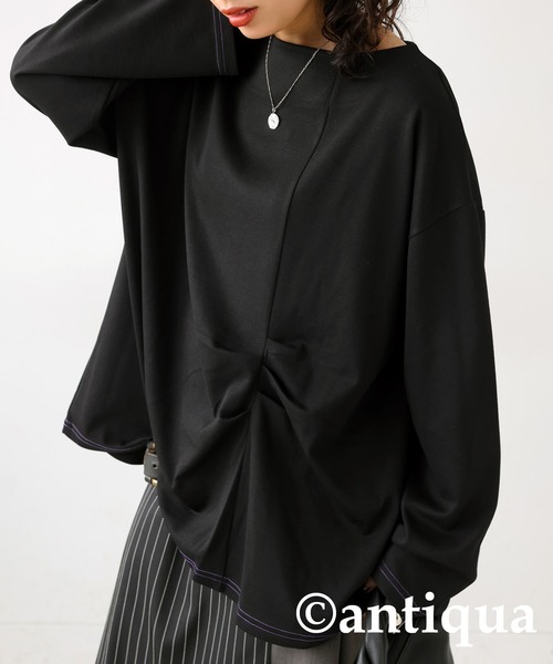 antiqua(アンティカ)の「タックデザイントップス(Tシャツ/カットソー・レディース・マスタード/ブラック・FREE)」の9枚目の写真