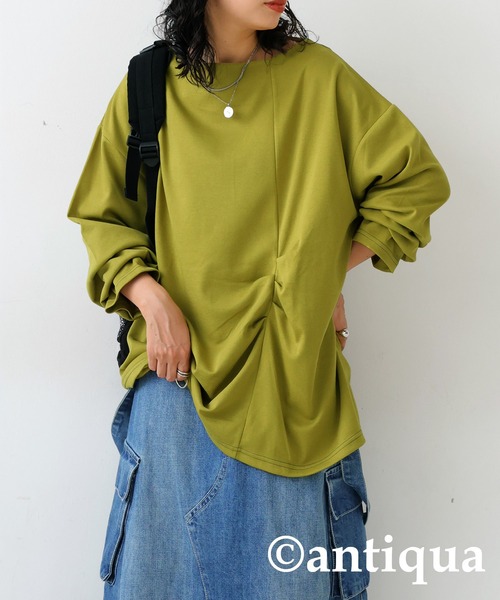 antiqua(アンティカ)の「タックデザイントップス(Tシャツ/カットソー・レディース・マスタード/ブラック・FREE)」の16枚目の写真