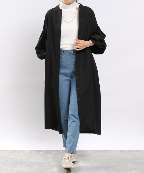 GLOBAL WORK Smile Seed Store（グローバルワーク スマイルシードストア）の「袖ボリュームシャツワンピース/704221（シャツワンピース・レディース・グレー/ブラック/ブルー系その他5/ブルー系その他4・X-LARGE/MEDIUM/SMALL/LARGE）」の9枚目の写真