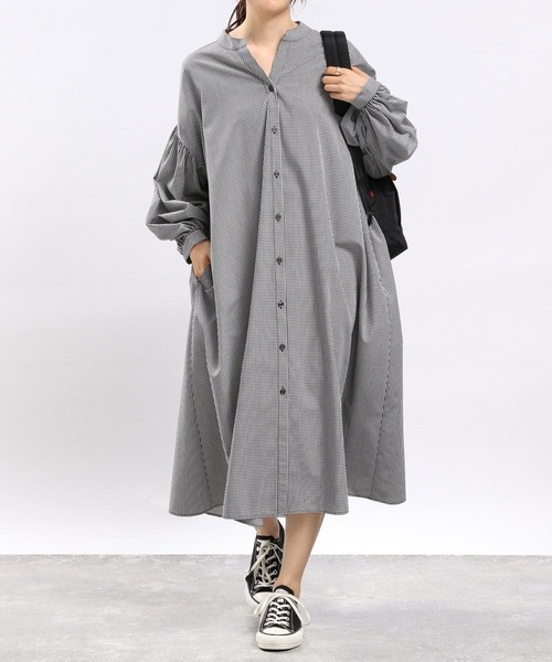 GLOBAL WORK Smile Seed Store（グローバルワーク スマイルシードストア）の「袖ボリュームシャツワンピース/704221（シャツワンピース・レディース・グレー/ブラック/ブルー系その他5/ブルー系その他4・X-LARGE/MEDIUM/SMALL/LARGE）」の13枚目の写真